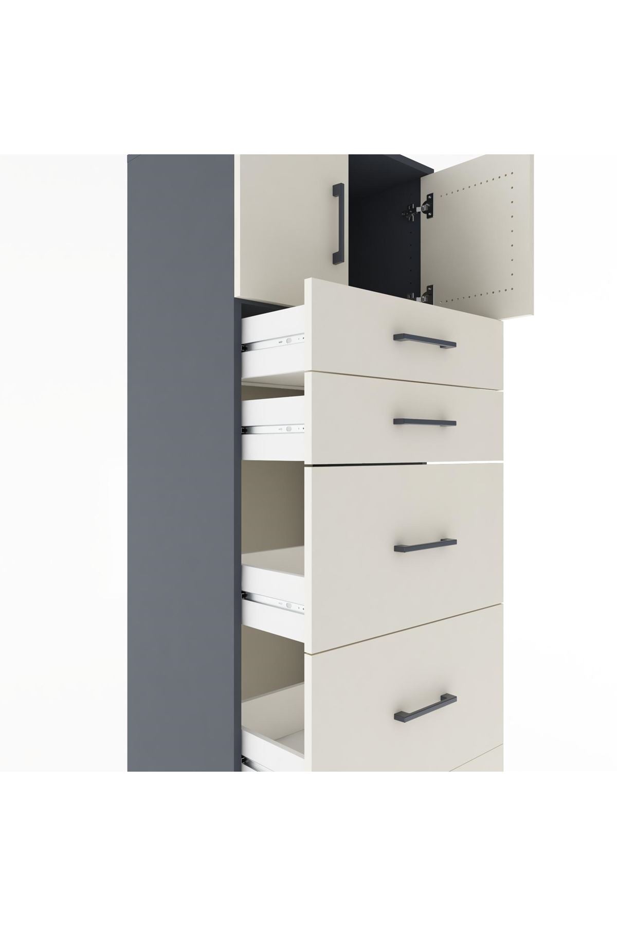 Hyperion Dolap Tek Raflı 5 Çekmeceli 2 Kapaklı 60x44x182 - S56M022V4B