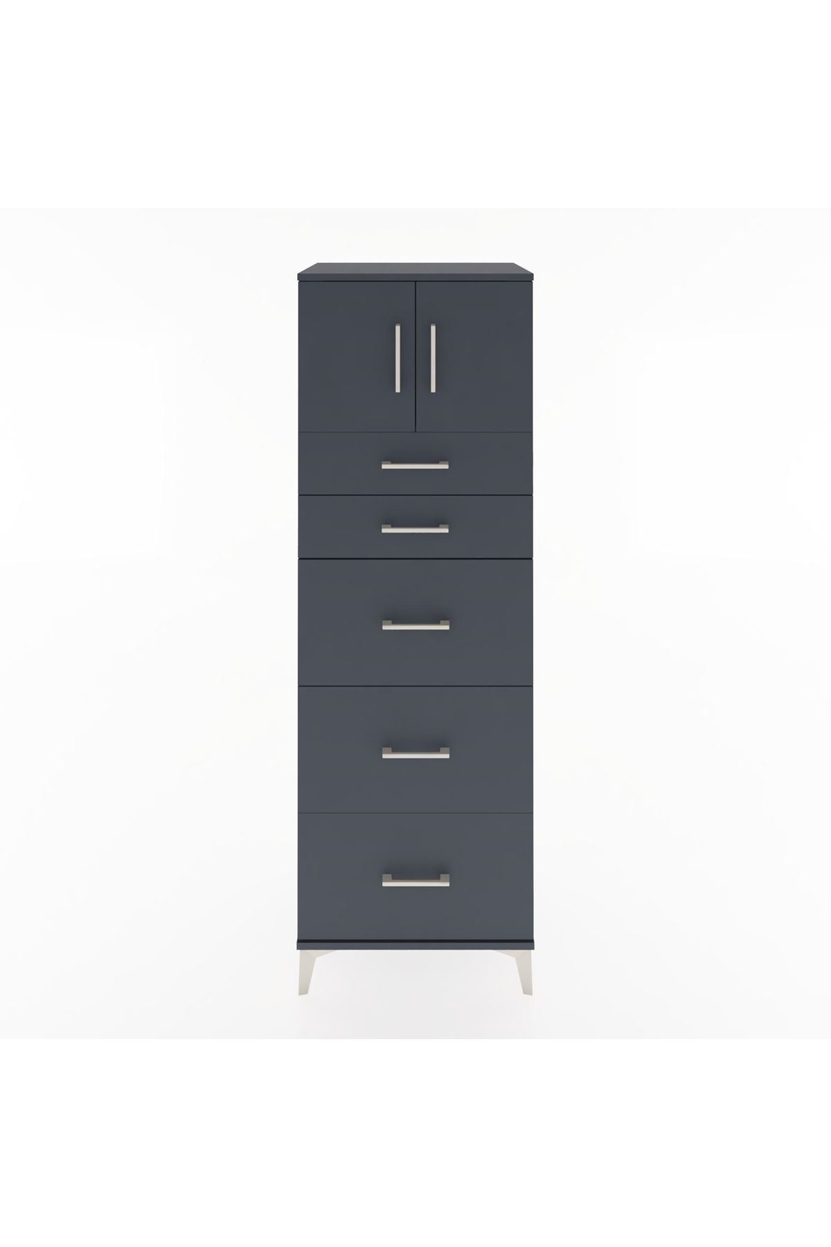 Hyperion Dolap Tek Raflı 5 Çekmeceli 2 Kapaklı 60x44x182 - S56M022V5B
