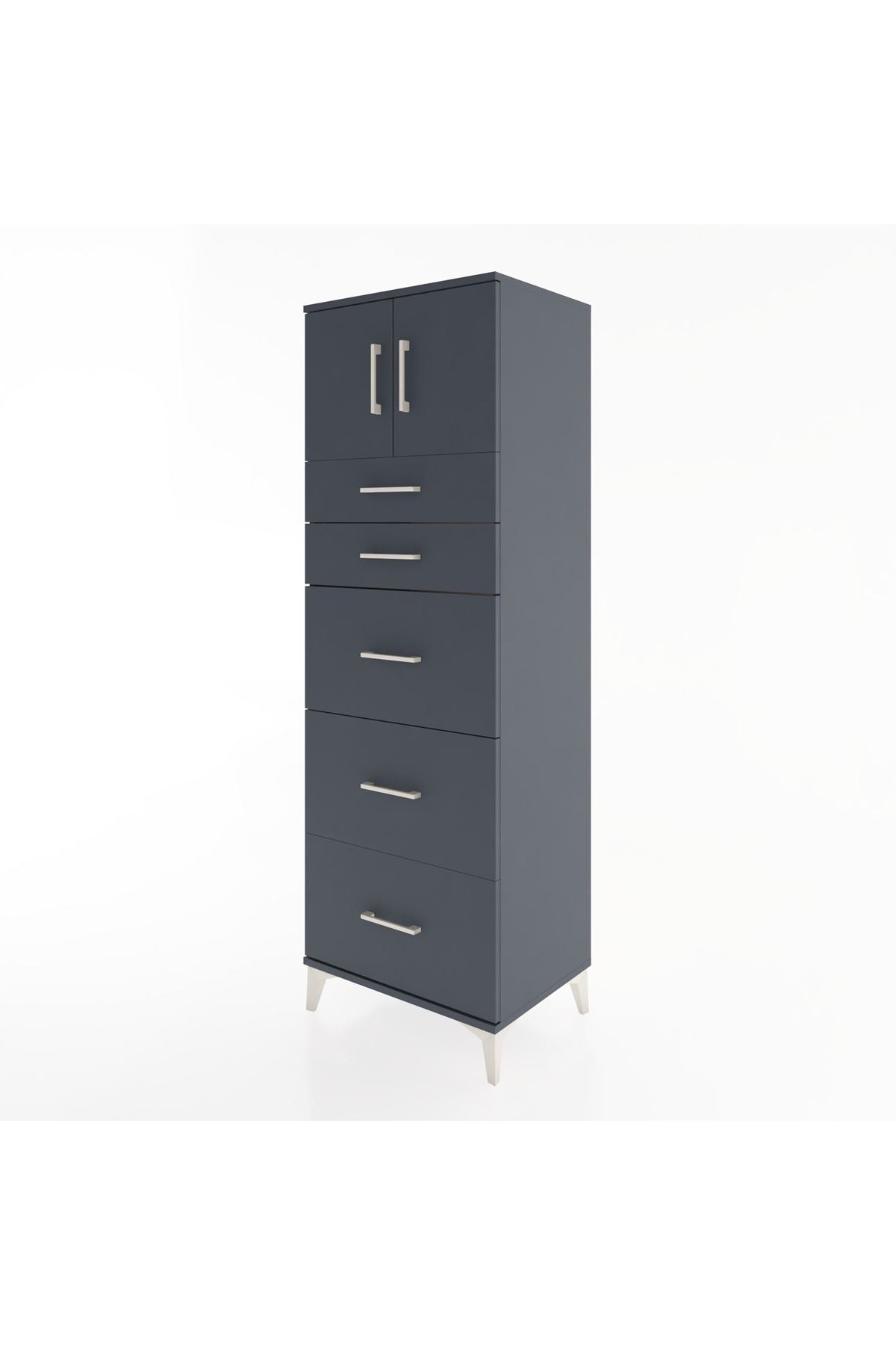 Hyperion Dolap Tek Raflı 5 Çekmeceli 2 Kapaklı 60x44x182 - S56M022V5B
