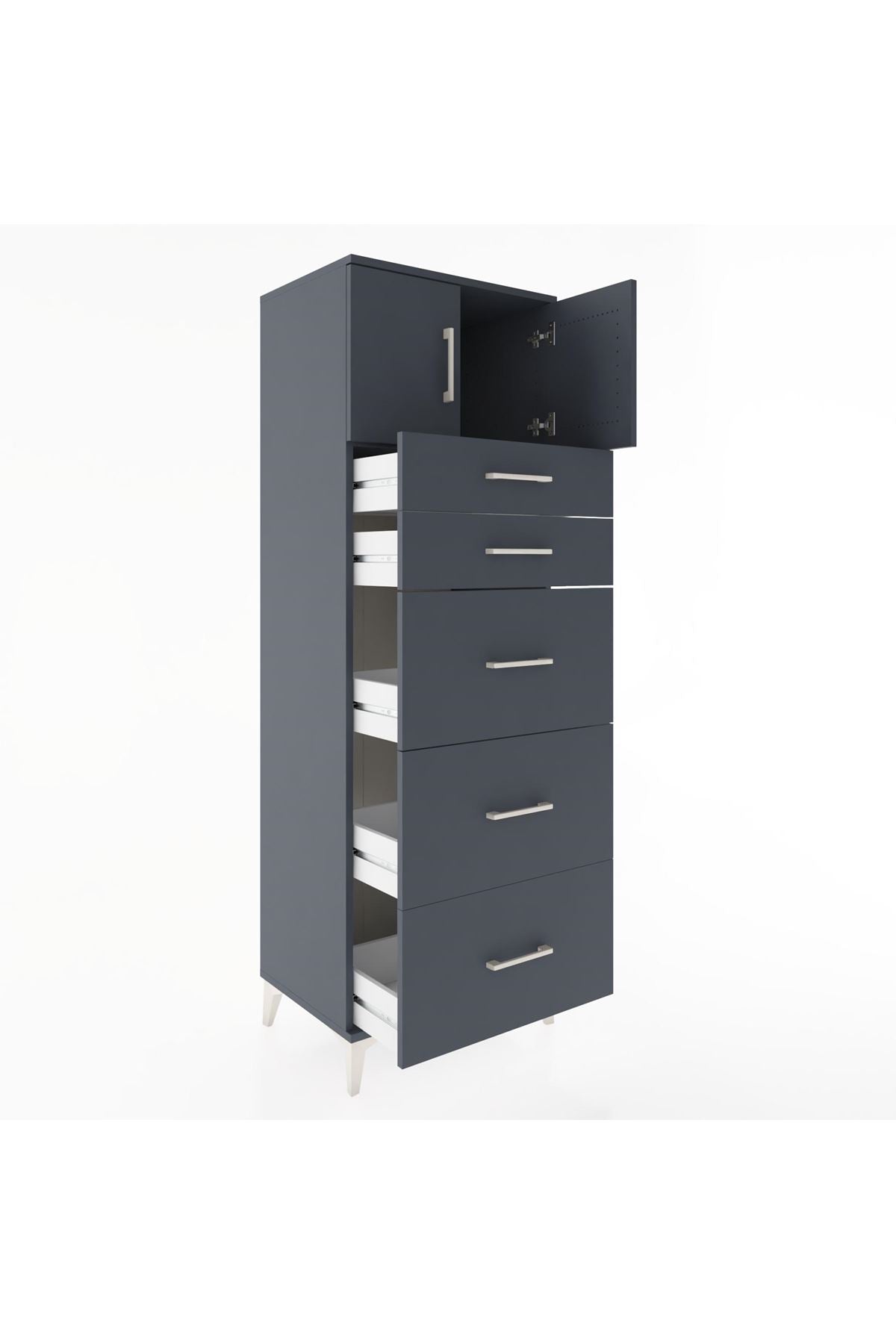 Hyperion Dolap Tek Raflı 5 Çekmeceli 2 Kapaklı 60x44x182 - S56M022V5B