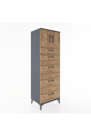 Hyperion Dolap Tek Raflı 5 Çekmeceli 2 Kapaklı 60x44x182 - S56M022V6B
