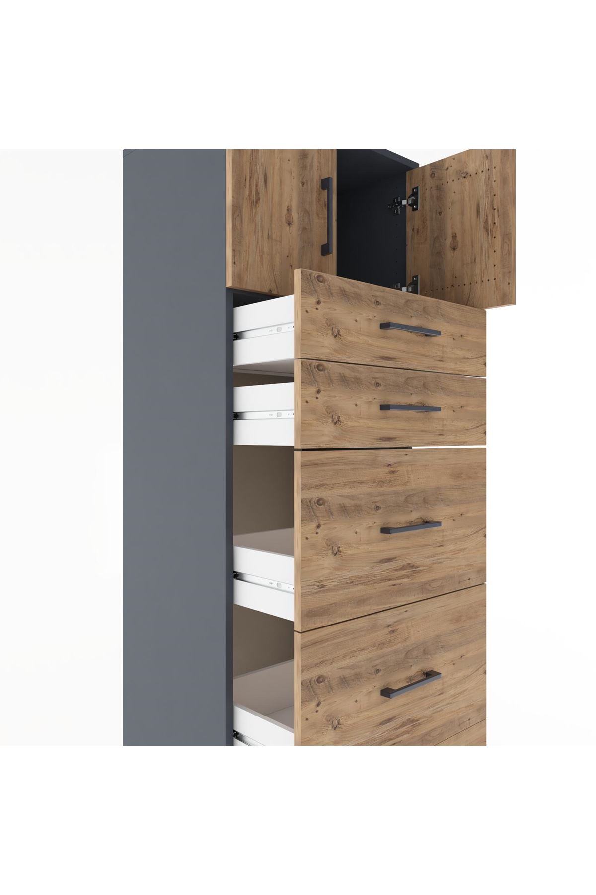Hyperion Dolap Tek Raflı 5 Çekmeceli 2 Kapaklı 60x44x182 - S56M022V6B