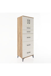 Hyperion Dolap Tek Raflı 5 Çekmeceli 2 Kapaklı 60x44x182 - S56M022V7B