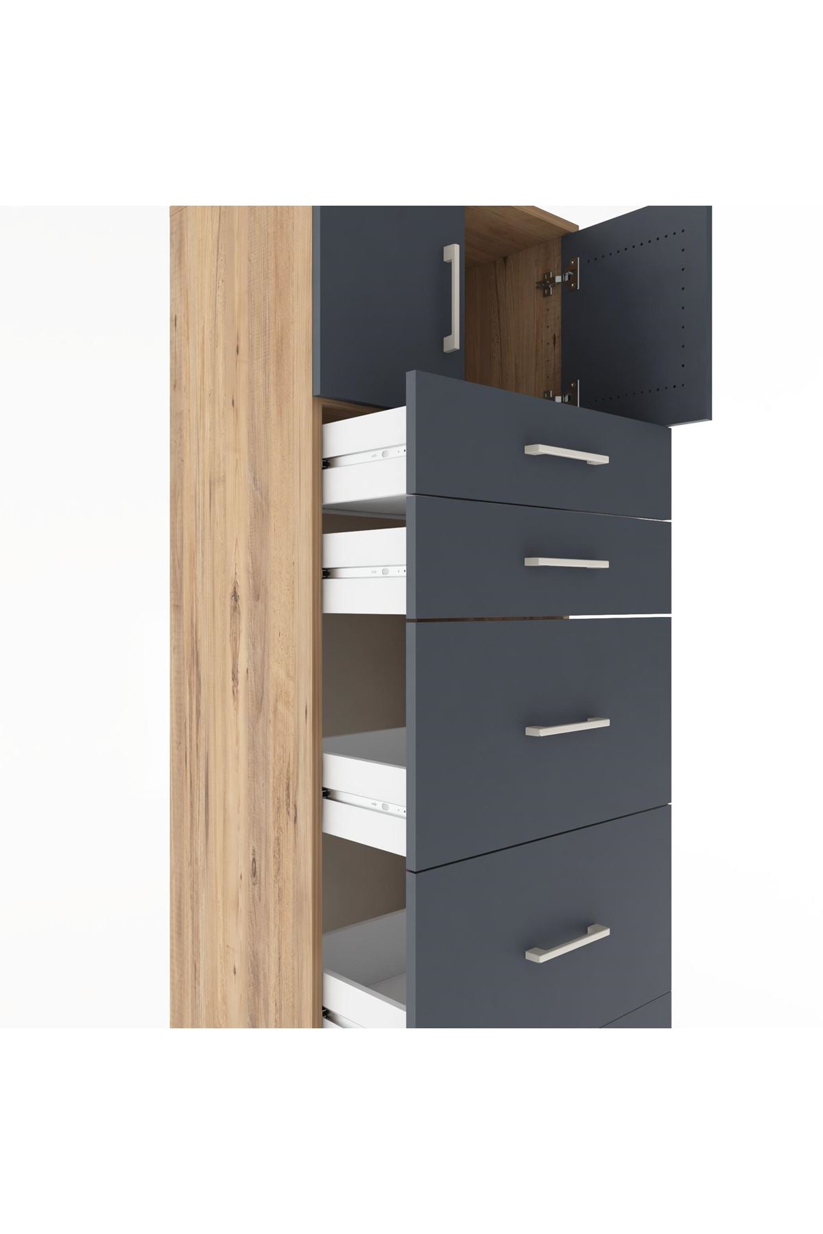Hyperion Dolap Tek Raflı 5 Çekmeceli 2 Kapaklı 60x44x182 - S56M022V8B