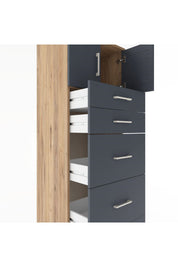 Hyperion Dolap Tek Raflı 5 Çekmeceli 2 Kapaklı 60x44x182 - S56M022V8B