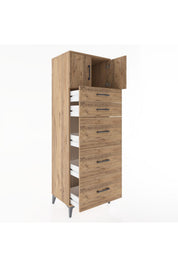 Hyperion Dolap Tek Raflı 5 Çekmeceli 2 Kapaklı 60x44x182 - S56M022V9B