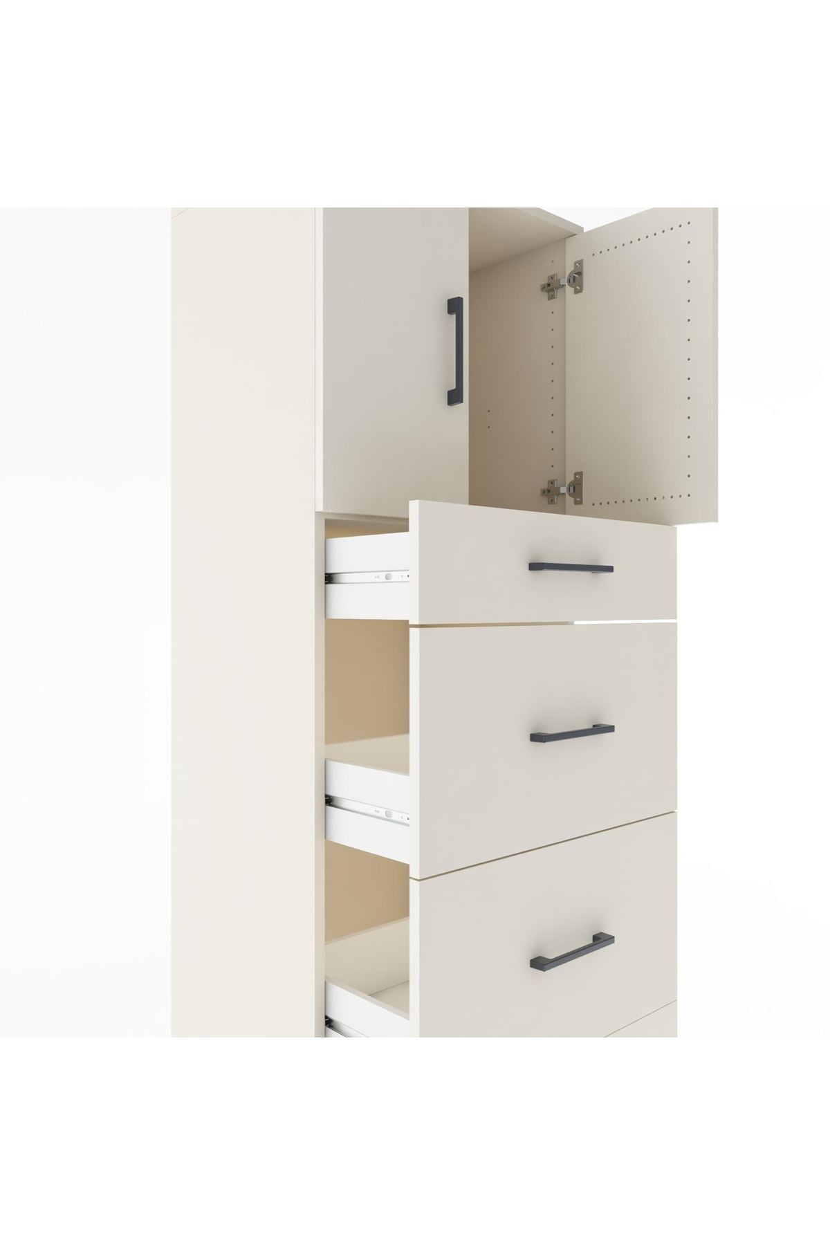 Hyperion Dolap Tek Raflı 4 Çekmeceli 2 Kapaklı 60x44x182 - S56M023V1B