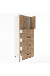 Hyperion Dolap Tek Raflı 4 Çekmeceli 2 Kapaklı 60x44x182 - S56M023V3B