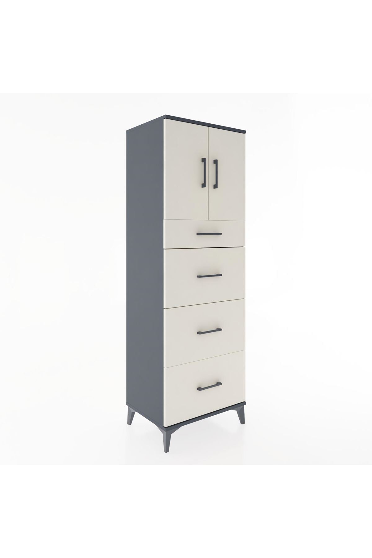 Hyperion Dolap Tek Raflı 4 Çekmeceli 2 Kapaklı 60x44x182 - S56M023V4B