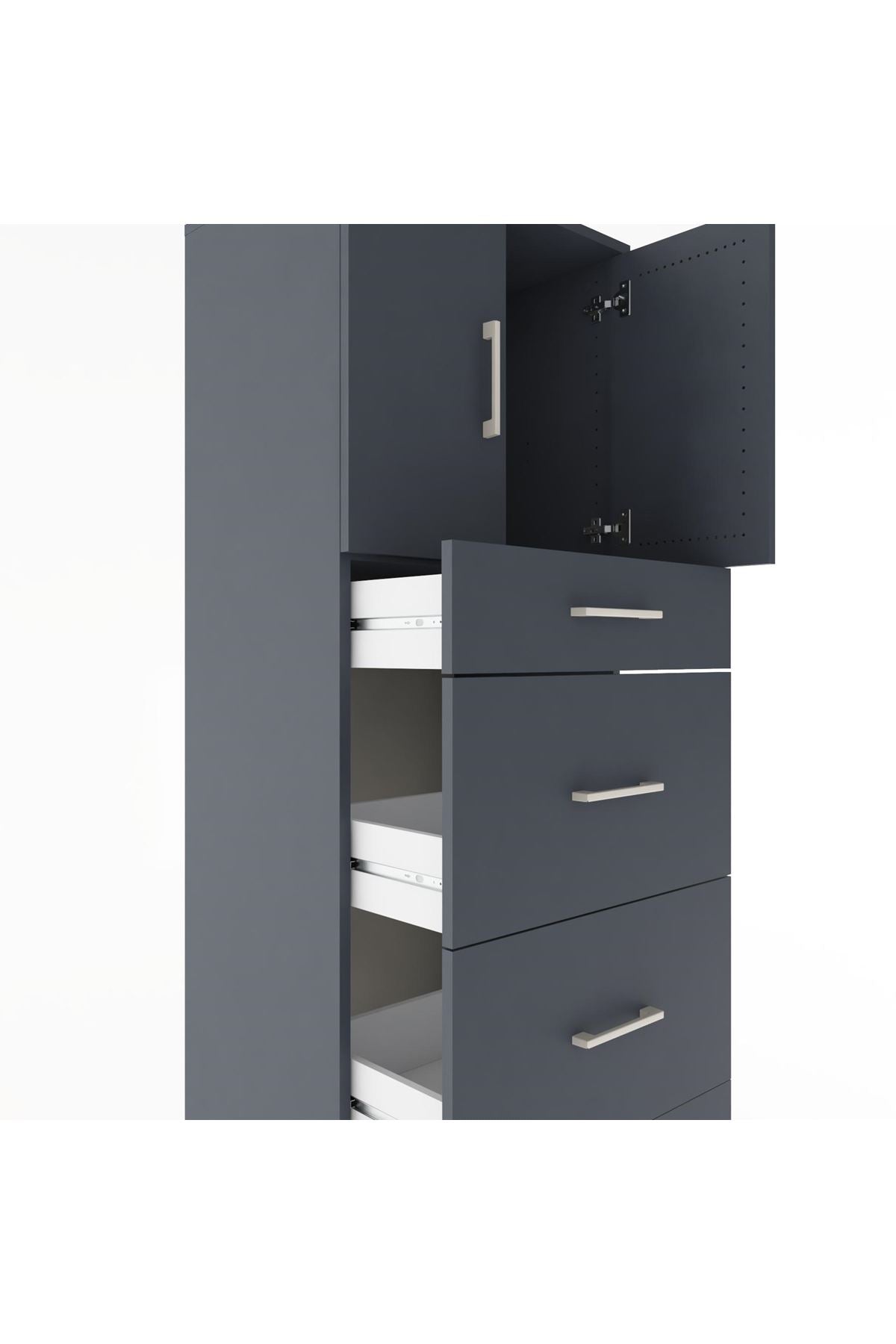 Hyperion Dolap Tek Raflı 4 Çekmeceli 2 Kapaklı 60x44x182 - S56M023V5B