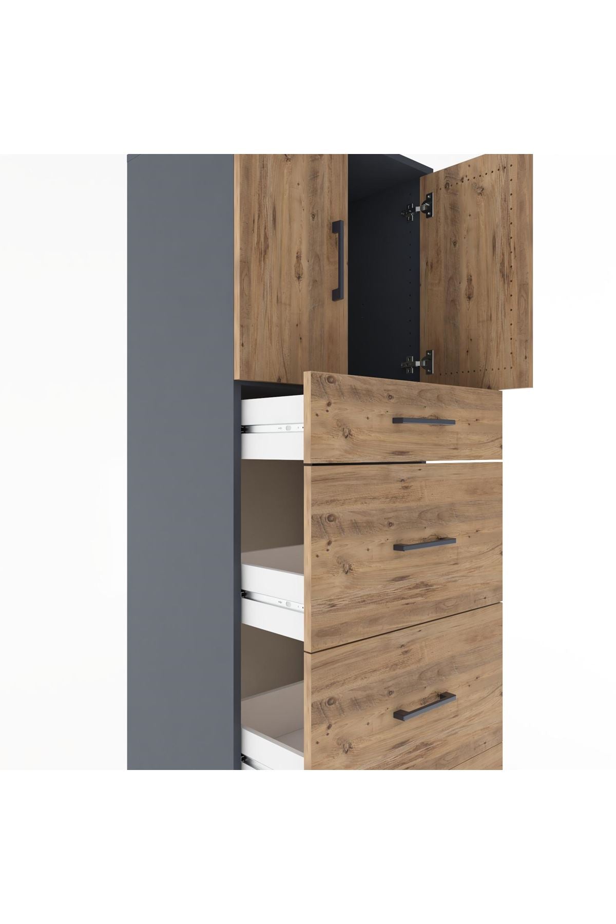 Hyperion Dolap Tek Raflı 4 Çekmeceli 2 Kapaklı 60x44x182 - S56M023V6B