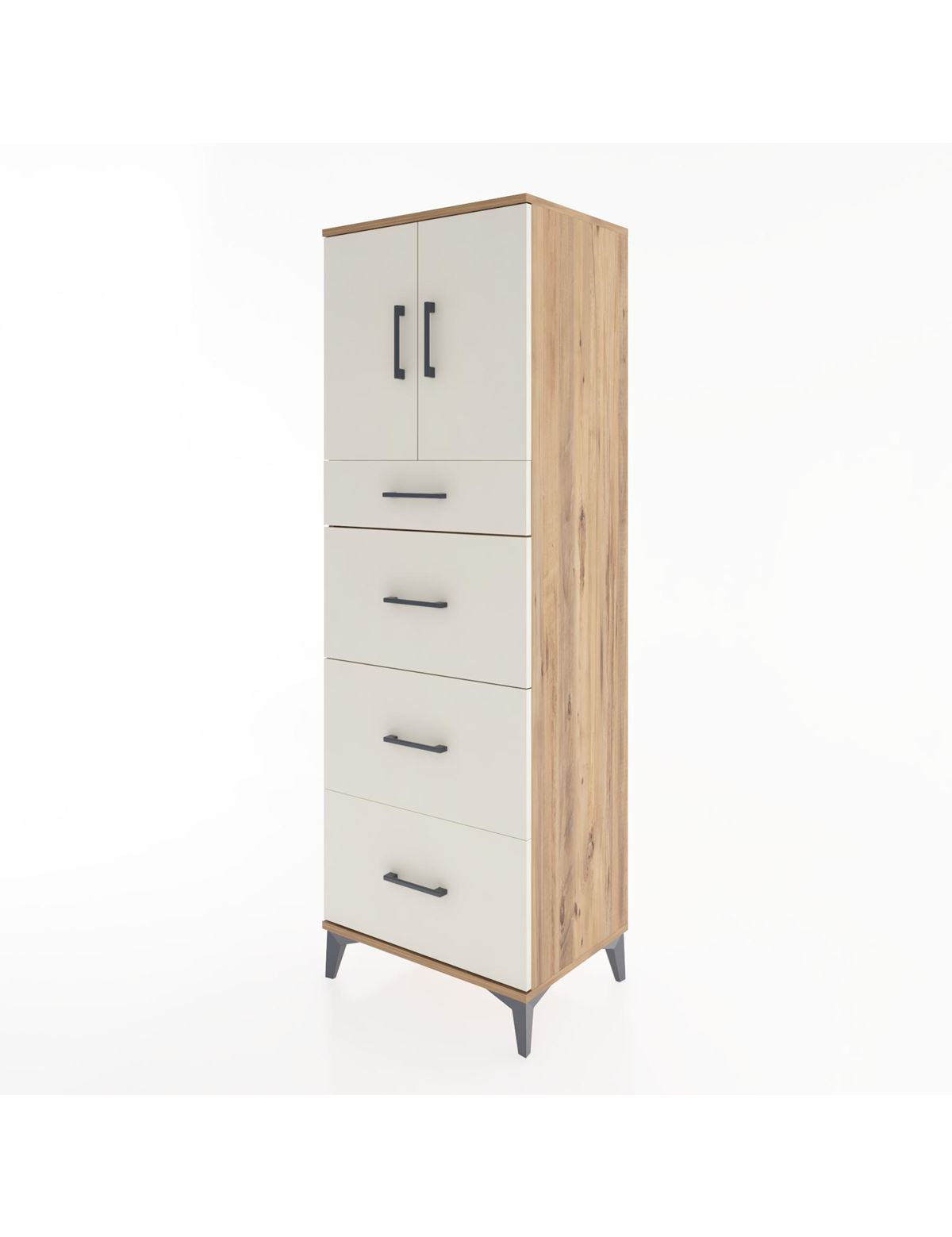 Hyperion Dolap Tek Raflı 4 Çekmeceli 2 Kapaklı 60x44x182 - S56M023V7B