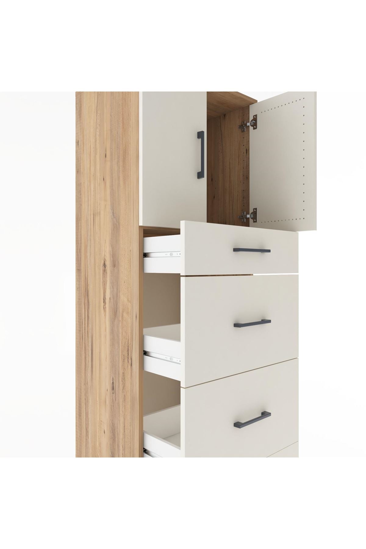 Hyperion Dolap Tek Raflı 4 Çekmeceli 2 Kapaklı 60x44x182 - S56M023V7B