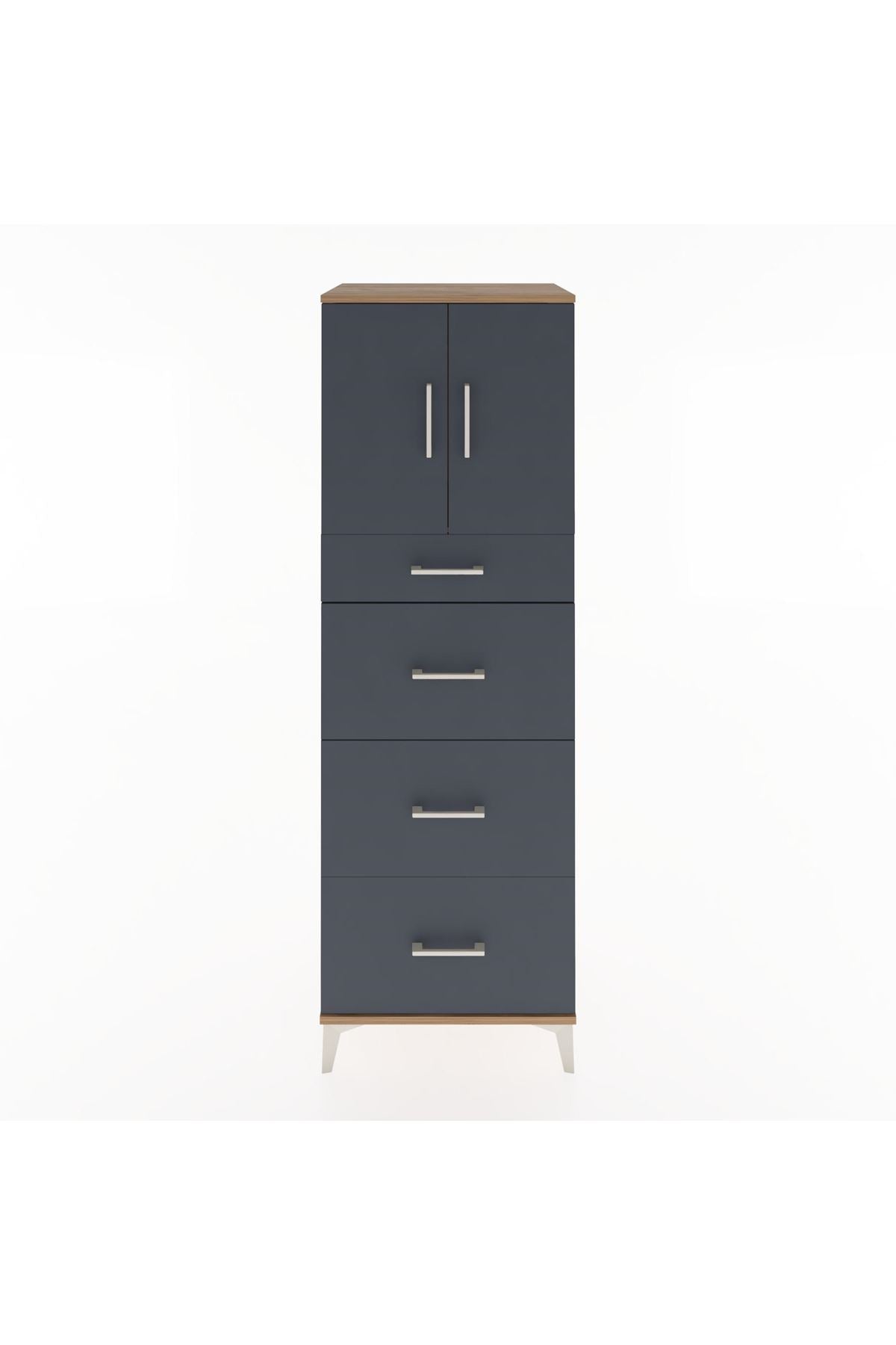 Hyperion Dolap Tek Raflı 4 Çekmeceli 2 Kapaklı 60x44x182 - S56M023V8B