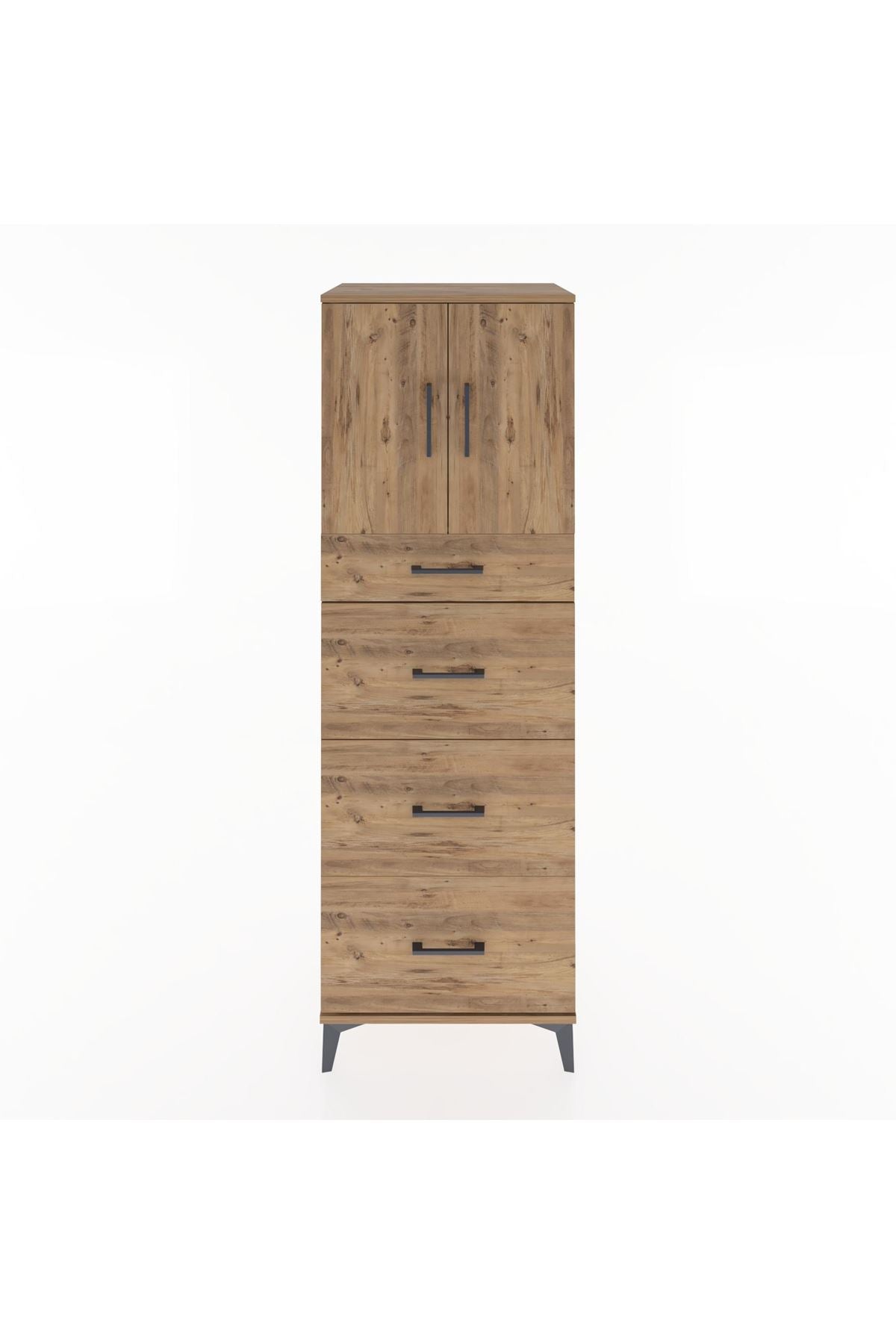 Hyperion Dolap Tek Raflı 4 Çekmeceli 2 Kapaklı 60x44x182 - S56M023V9B