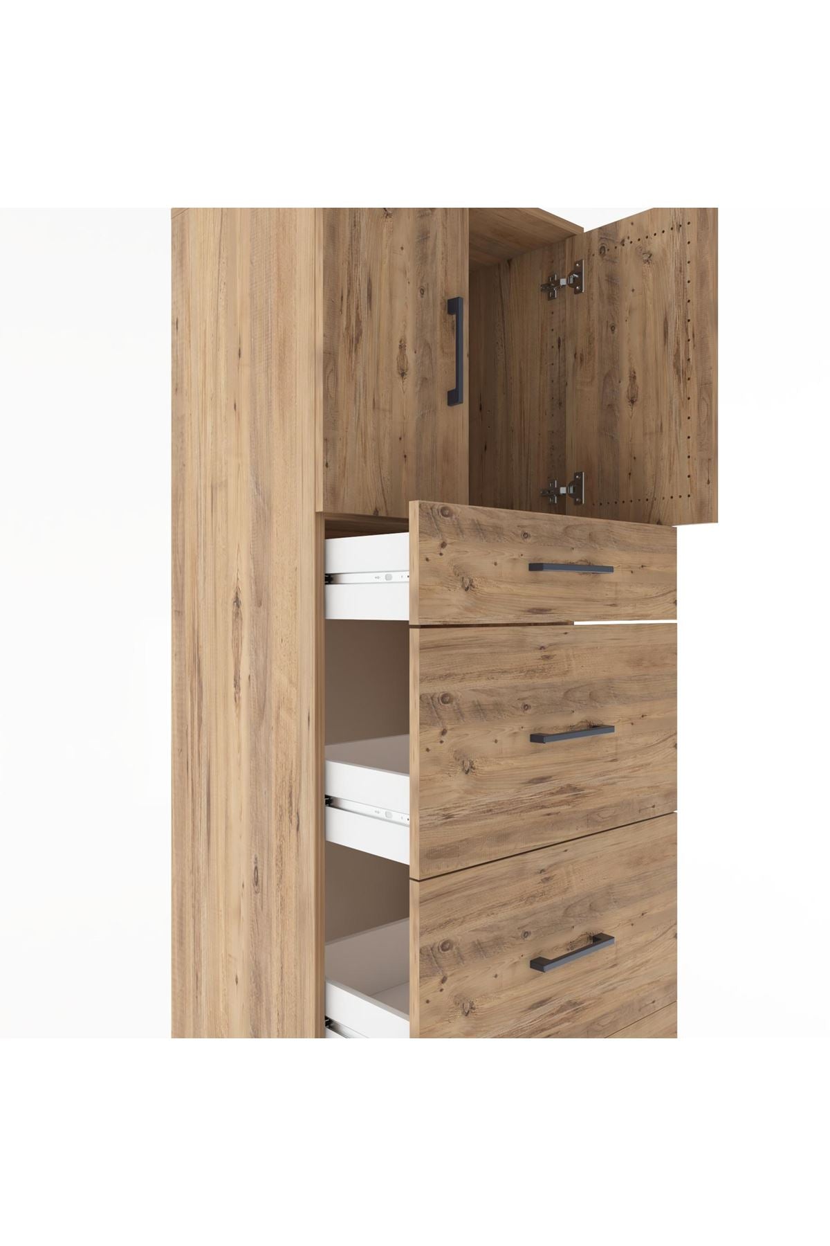 Hyperion Dolap Tek Raflı 4 Çekmeceli 2 Kapaklı 60x44x182 - S56M023V9B