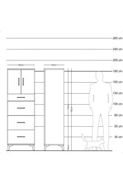 Hyperion Dolap Tek Raflı 4 Çekmeceli 2 Kapaklı 60x44x182 - S56M023V8B
