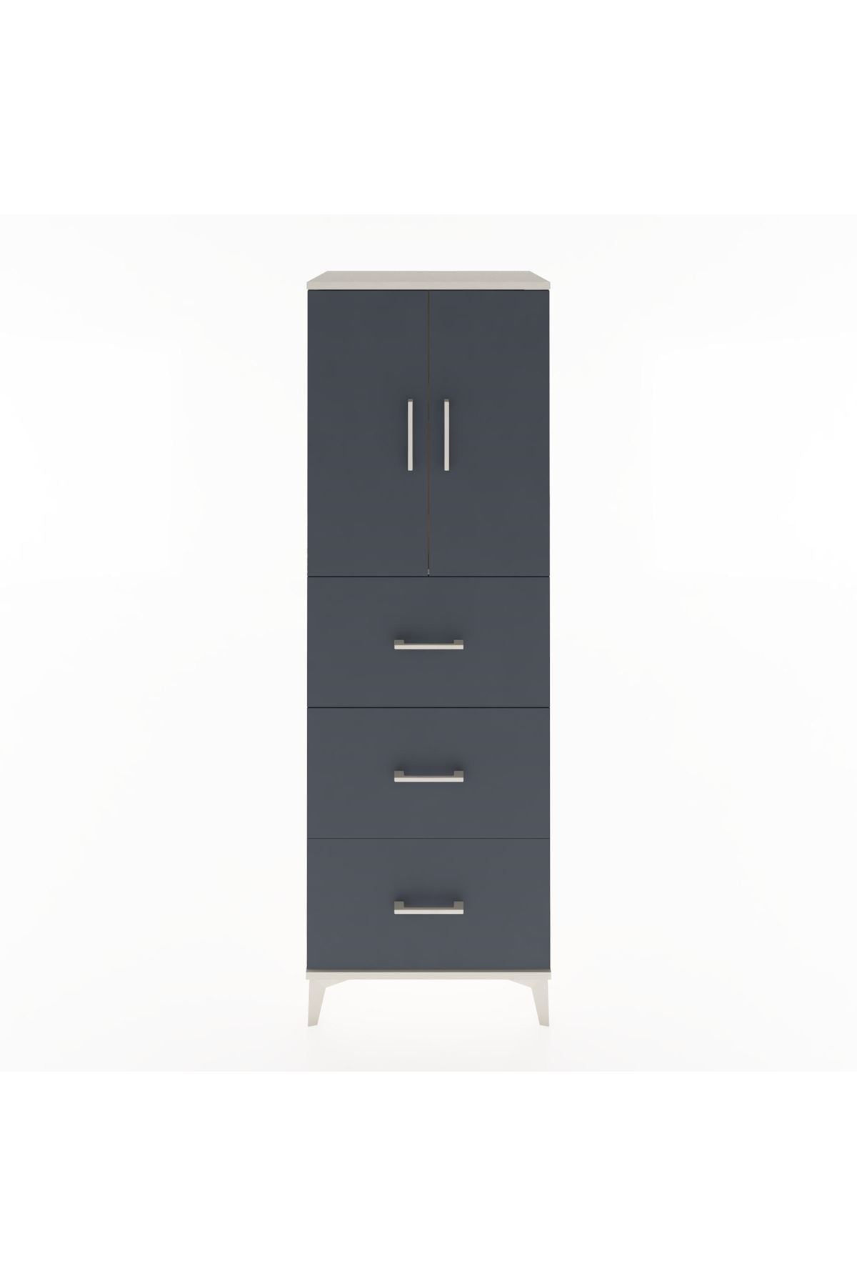 Hyperion Dolap 2 Raflı 3 Çekmeceli 2 Kapaklı 60x44x182 Aytaşı-Antrasit