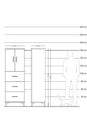 Hyperion Dolap 2 Raflı 3 Çekmeceli 2 Kapaklı 60x44x182 Aytaşı-Aytaşı