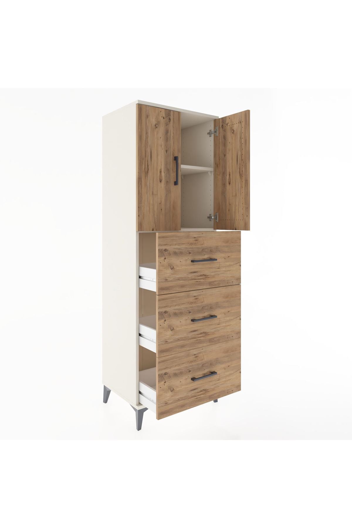 Hyperion Dolap 2 Raflı 3 Çekmeceli 2 Kapaklı 60x44x182 Aytaşı-Çam