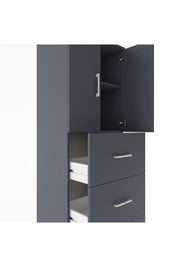 Hyperion Dolap 2 Raflı 3 Çekmeceli 2 Kapaklı 60x44x182 Antrasit-Antrasit