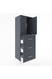 Hyperion Dolap 2 Raflı 3 Çekmeceli 2 Kapaklı 60x44x182 Antrasit-Antrasit