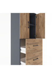 Hyperion Dolap 2 Raflı 3 Çekmeceli 2 Kapaklı 60x44x182 Antrasit-Çam