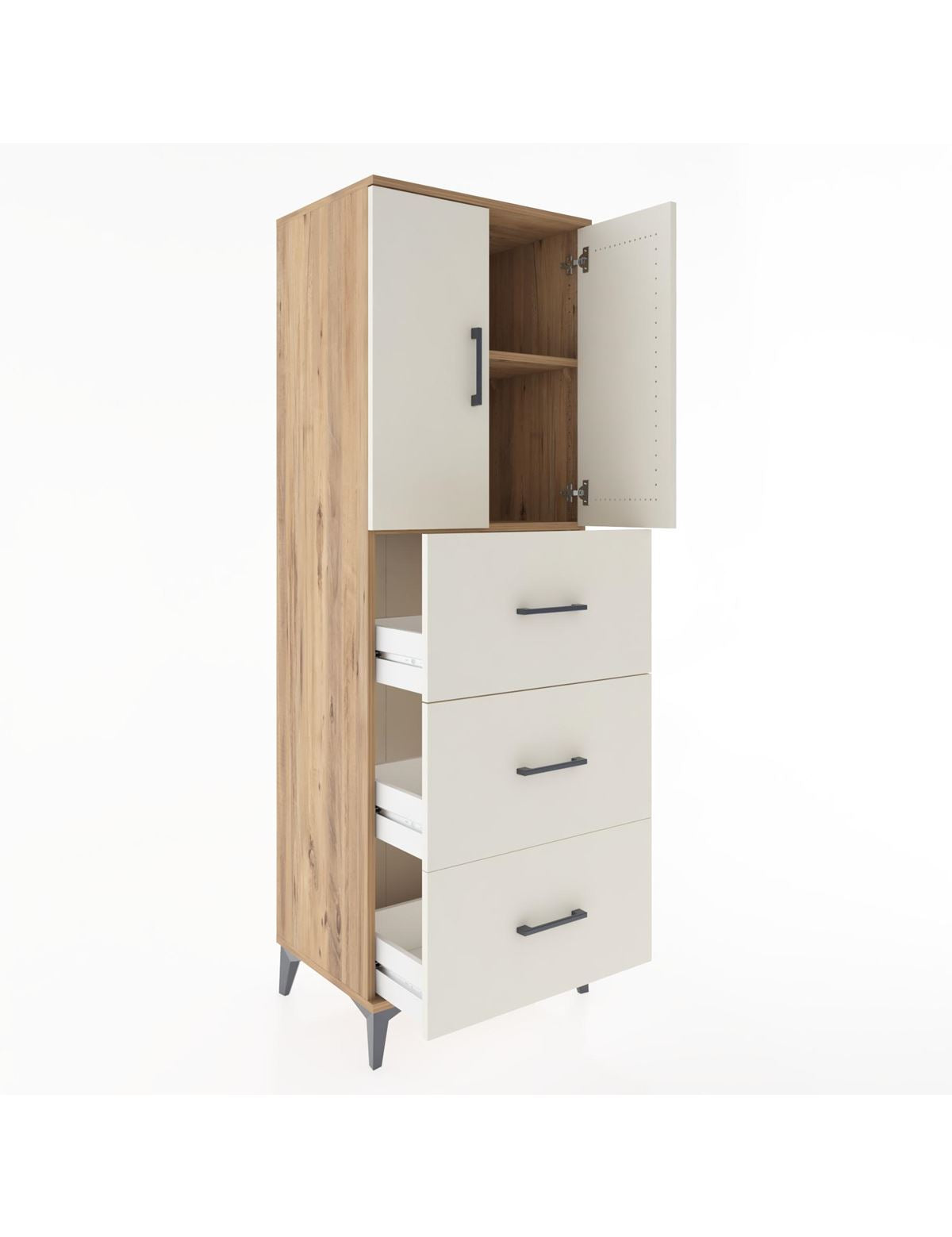 Hyperion Dolap 2 Raflı 3 Çekmeceli 2 Kapaklı 60x44x182 - S56M024V7B
