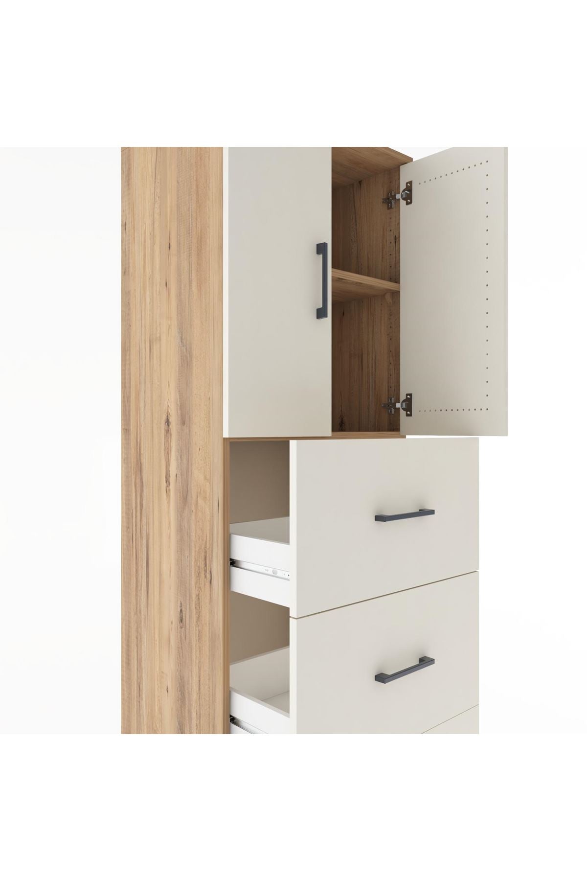 Hyperion Dolap 2 Raflı 3 Çekmeceli 2 Kapaklı 60x44x182 Çam-Aytaşı