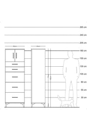 Hyperion Dolap Tek Raflı 5 Çekmeceli 2 Kapaklı 60x44x182 - S56M022V1B