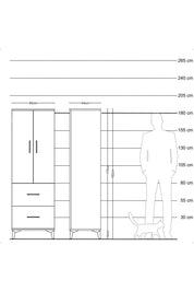 Hyperion Dolap 3 Raflı 2 Çekmeceli 2 Kapaklı 60x44x182 Antrasit-Çam