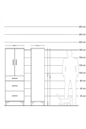 Hyperion Dolap 2 Raflı 3 Çekmeceli 2 Kapaklı 60x44x182 Çam-Çam