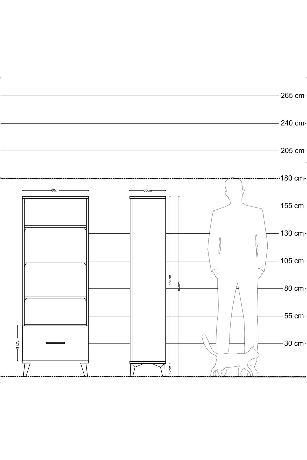 Arges Dolap 4 Raflı Tek Çekmeceli 60x30x163 Aytaşı-Aytaşı