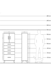 Arges Dolap 2 Raflı 5 Çekmeceli 2 Kapaklı 60x30x163 Çam-Çam