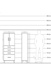 Arges Dolap 2 Raflı 4 Çekmeceli 2 Kapaklı 60x30x163 Çam-Antrasit