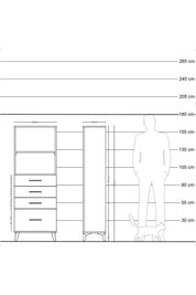 Arges Dolap 2 Raflı 4 Çekmeceli 60x30x163 Antrasit-Antrasit