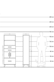 Arges Dolap 3 Raflı 3 Çekmeceli 2 Kapaklı 60x30x163 Çam-Çam