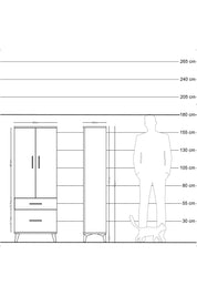 Arges Dolap 3 Raflı 2 Çekmeceli 2 Kapaklı 60x30x163 Çam-Antrasit