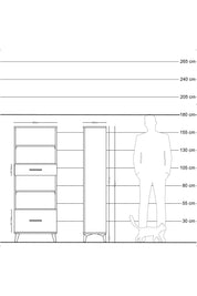 Arges Dolap 4 Raflı 2 Çekmeceli 60x30x163 Antrasit-Antrasit