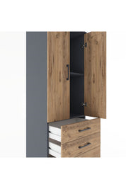 Hyperion Dolap 2 Raflı 3 Çekmeceli 2 Kapaklı 60x44x182 Antrasit-Çam