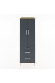 Hyperion Dolap 2 Raflı 3 Çekmeceli 2 Kapaklı 60x44x182 Çam-Antrasit