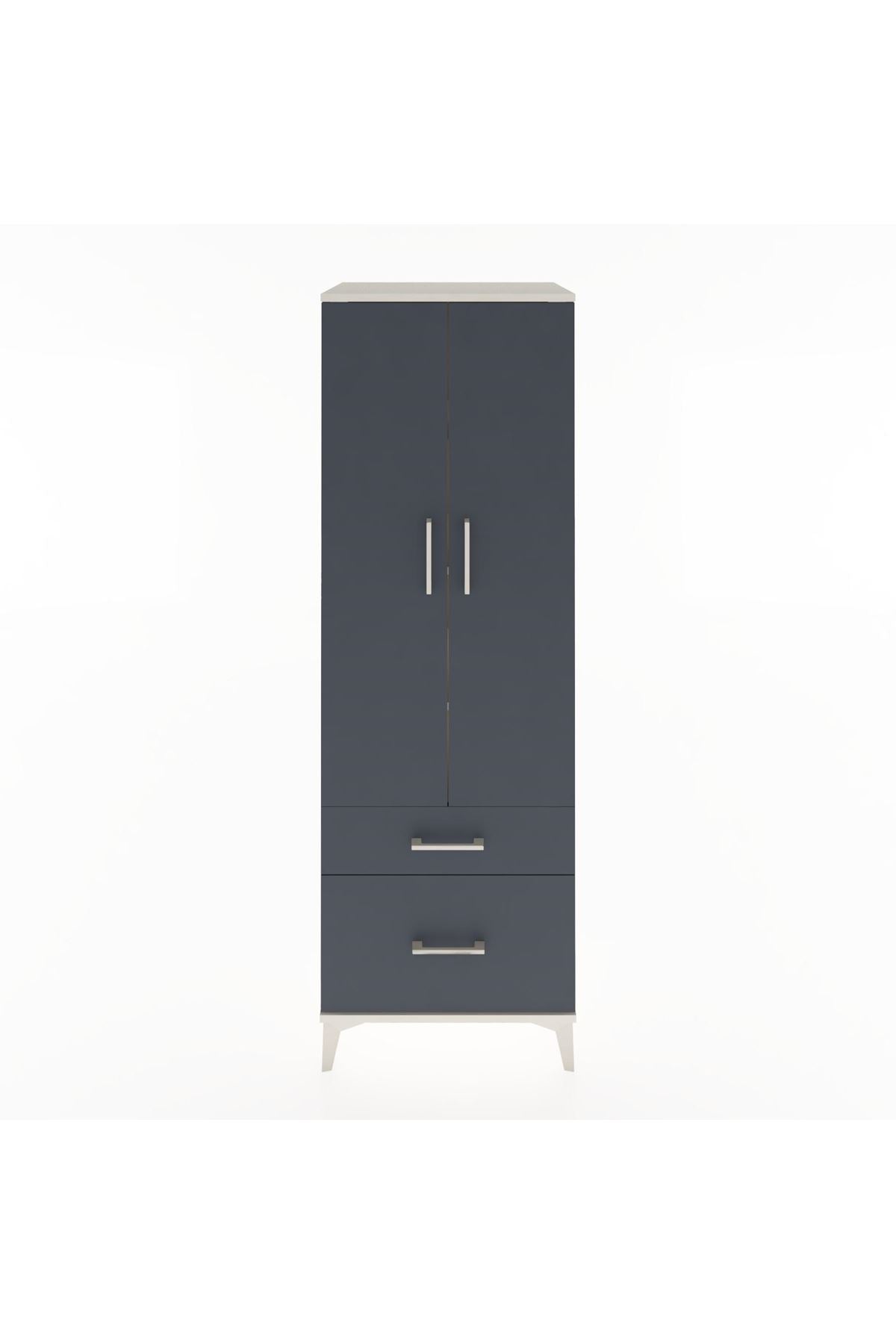 Hyperion Dolap 4 Raflı 2 Çekmeceli 2 Kapaklı 60x44x182 Aytaşı-Antrasit