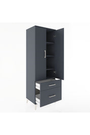 Hyperion Dolap 4 Raflı 2 Çekmeceli 2 Kapaklı 60x44x182 Antrasit-Antrasit