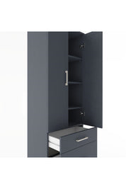 Hyperion Dolap 4 Raflı 2 Çekmeceli 2 Kapaklı 60x44x182 Antrasit-Antrasit
