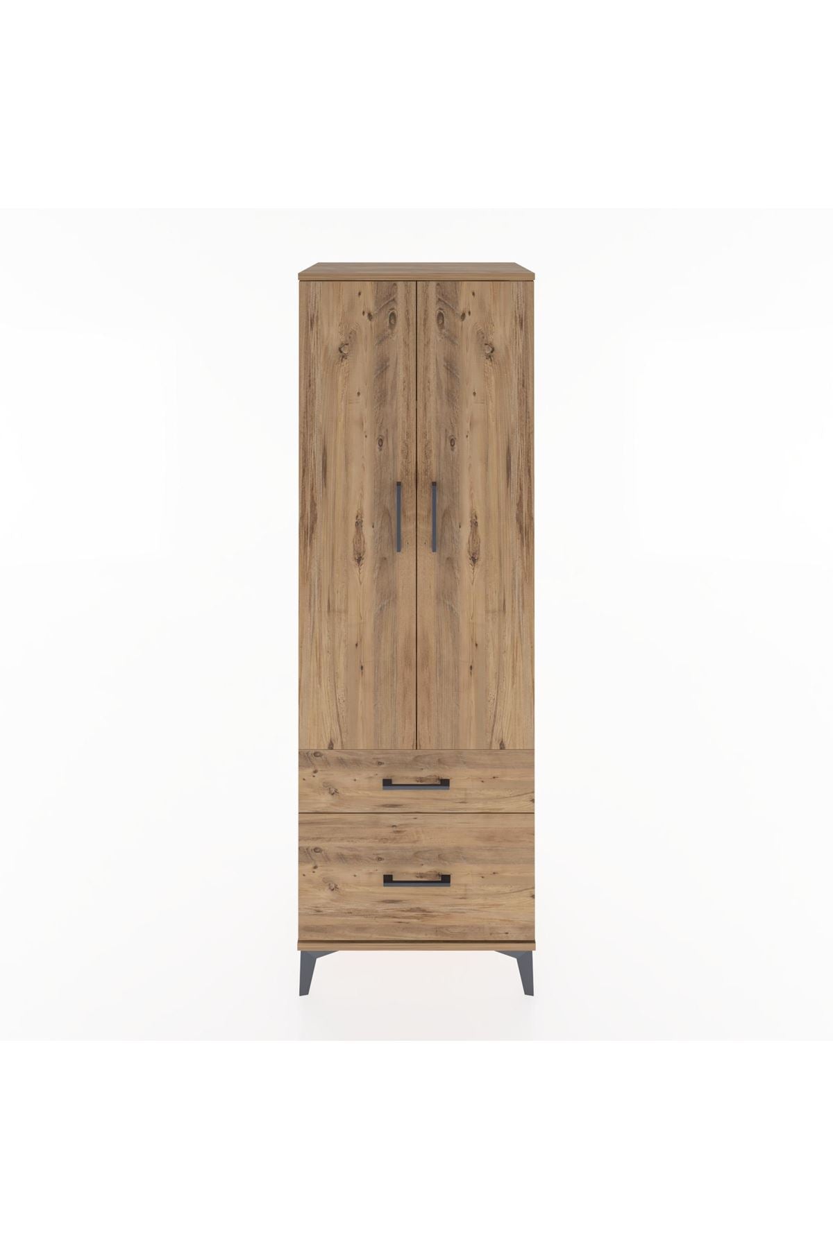 Hyperion Dolap 4 Raflı 2 Çekmeceli 2 Kapaklı 60x44x182 Çam-Çam