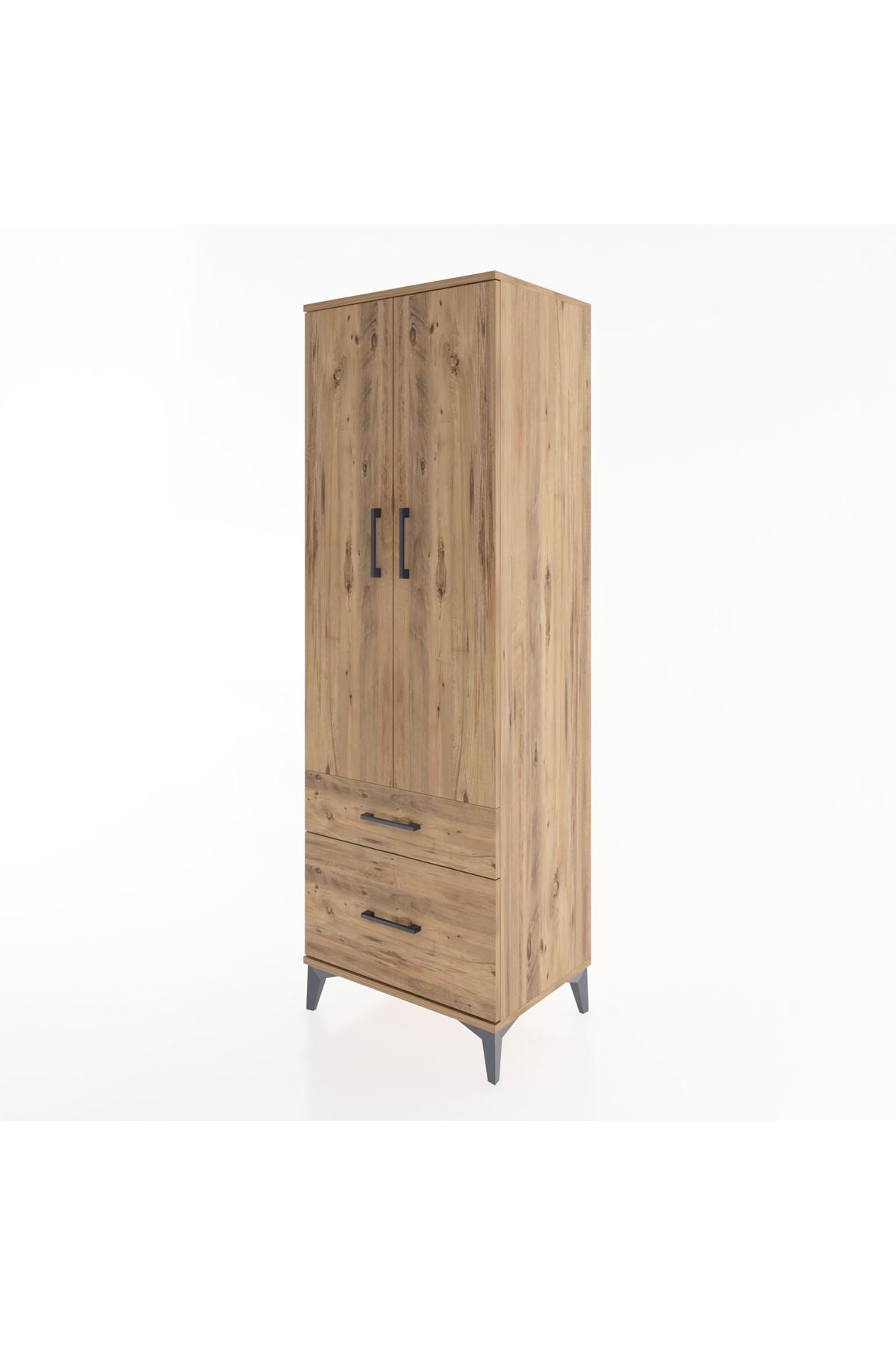 Hyperion Dolap 4 Raflı 2 Çekmeceli 2 Kapaklı 60x44x182 Çam-Çam