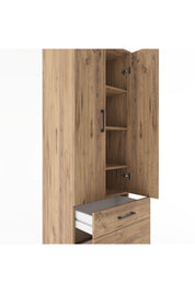 Hyperion Dolap 4 Raflı 2 Çekmeceli 2 Kapaklı 60x44x182 Çam-Çam