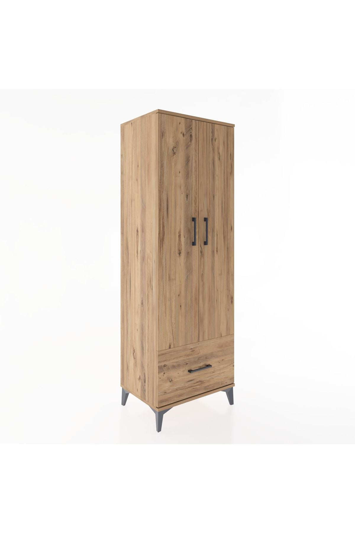 Hyperion Dolap 4 Raflı Tek Çekmeceli 2 Kapaklı 60x44x182 Çam-Çam