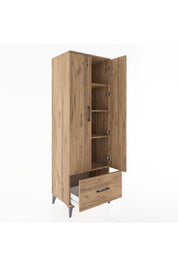Hyperion Dolap 4 Raflı Tek Çekmeceli 2 Kapaklı 60x44x182 Çam-Çam