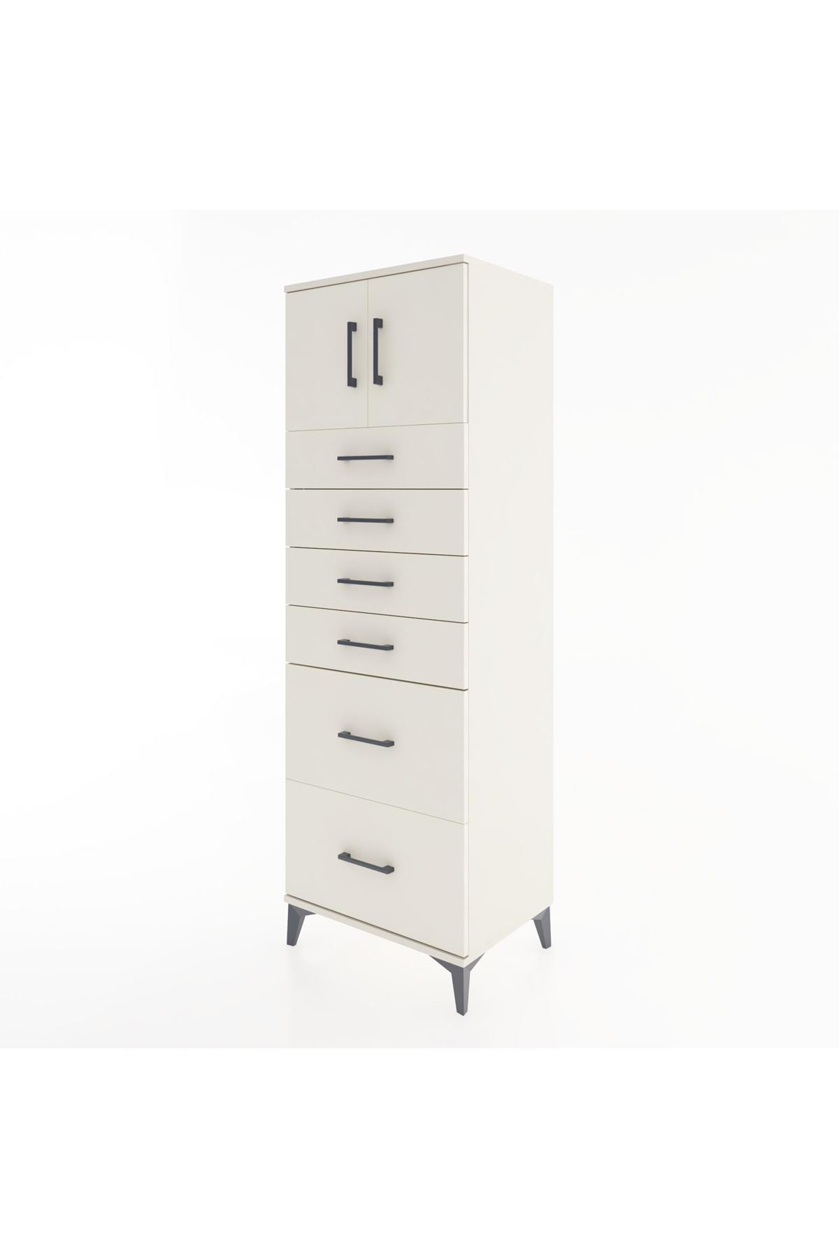 Hyperion Dolap Tek Raflı 6 Çekmeceli 2 Kapaklı 60x44x182 - S56M017V1B